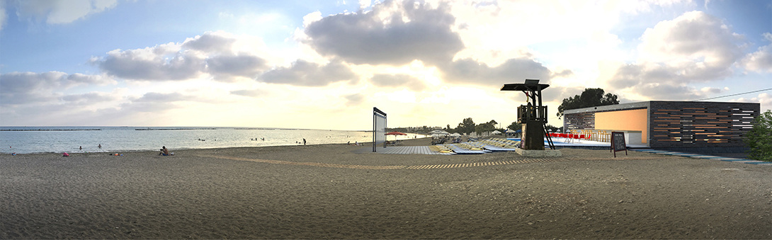 Paphos beach cinema.
Geroskipou Beach, Paphos Municipality, Cyprus.
Ilya Lenda Architect.